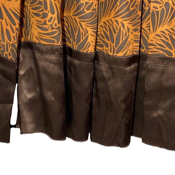 J. Jill Silk Leaf Print Box Pleat Flowy Midi Skirt Brown Orange Women 8 NWT - Picture 5 of 9